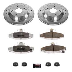 Brake Rotors/Pads, Drilled/Slotted, Iron, Zinc Dichromate Plated, Rear, Kit