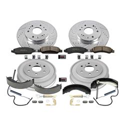 Disc and Drum Kits, Cross-drilled/Slotted, 12.99 in. Front, Zinc Plated, Carbon Fiber Ceramic Pads, 11.614 in. Rear, Chevy, GMC, Kit