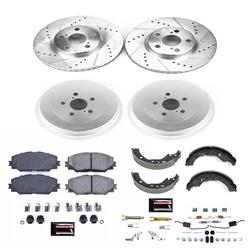 Disc and Drum Kits, Cross-drilled/Slotted, 10.83 in. Front, Zinc Plated, Carbon Fiber Ceramic Pads, 9.000 in. Rear, Toyota, Kit