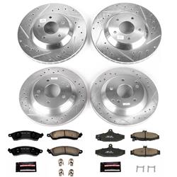 Brake Rotors/Pads, Drilled/Slotted, Iron, Zinc Plated, Front/Rear, Chevy, Kit