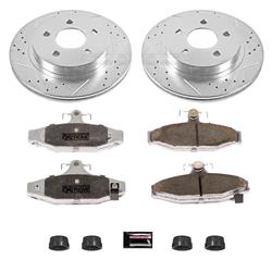 Brake Rotors/Pads, Drilled/Slotted, Iron, Zinc Dichromate Plated, Rear, Chevy, Pontiac, Kit