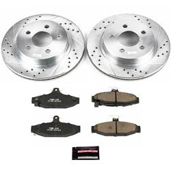 Pads and Rotors, Evolution Sport, Cross-Drilled/Slotted Surface, Iron, Zinc Plated, 11.540 in. Diameter, Z23 Carbon Fiber Ceramic Pads, Kit