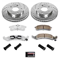 Brake Rotors/Pads, Drilled/Slotted, Iron, Zinc Dichromate Plated, Front, Chevy, Pontiac, Kit