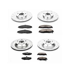 Pads and Rotors, Evolution Sport, Cross-Drilled/Slotted Surface, Iron, Zinc Plated, 11.920 in./12.010 in. Diameter, Z23 Carbon Fiber Ceramic Pads, Kit