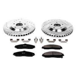 Pads and Rotors, Evolution Sport, Cross-Drilled/Slotted Surface, Iron, Zinc Plated, 12.810 in. Diameter, Z23 Carbon Fiber Ceramic Pads, Kit