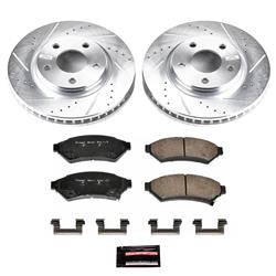 Pads and Rotors, Evolution Sport, Cross-Drilled/Slotted Surface, Iron, Zinc Plated, 11.693 in. Diameter, Z23 Carbon Fiber Ceramic Pads, Kit