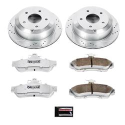 Brake Rotors/Pads, Drilled/Slotted, Iron, Zinc Dichromate Plated, Rear, Pontiac, Kit