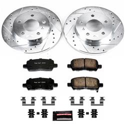 Brake Rotors/Pads, Cross-Drilled/Slotted, Iron, Zinc Dichromate Plated, Rear, Buick, Pontiac, Kit