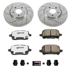 Brake Rotors/Pads, Drilled/Slotted, Iron, Zinc Dichromate Plated, Front, Chevy, Pontiac, Saturn, Kit