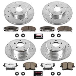Brake Rotors/Pads, Drilled/Slotted, Iron, Zinc Plated, Vented Front/Solid Rear, Warrior, Chrysler, Dodge, Kit