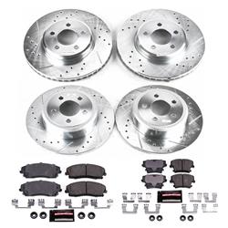 Brake Rotors/Pads, Drilled/Slotted, Iron, Zinc Plated, Vented Front/Solid Rear, Chrysler, Dodge, Kit