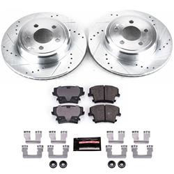 Brake Rotors/Pads, Cross-Drilled/Slotted, Iron, Zinc Dichromate Plated, Rear, 12.60 in., Chrysler, Dodge, Kit