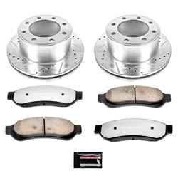 Brake Rotors/Pads, Drilled/Slotted, Iron, Zinc Plated, Ceramic Pads, Rear, Ford, Kit