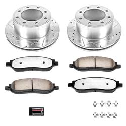 Brake Rotors/Pads, Drilled/Slotted, Iron, Zinc Plated, Carbon Ceramic Pads, Rear, Ford, Kit