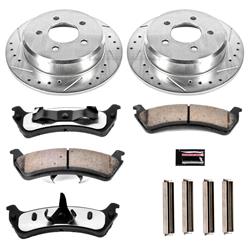 Brake Rotors/Pads, Truck and Tow, Drilled/Slotted, Iron, Zinc Plated, Rear, Ford, Mercury, Kit