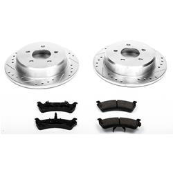 Brake Rotors/Pads, Cross-Drilled/Slotted, Iron, Zinc Dichromate Plated, Rear, Ford, Mercury, Kit