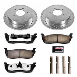 Brake Rotors/Pads, Truck and Tow, Drilled/Slotted, Iron, Zinc Plated, Rear, Ford, Lincoln, Kit