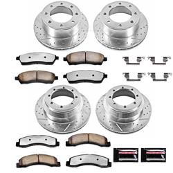 Brake Rotors/Pads, Drilled/Slotted, Iron, Zinc Plated, Carbon Ceramic Pads, Front/Rear, Ford, Kit