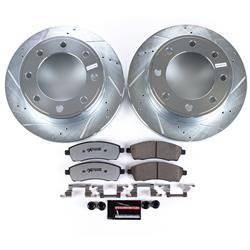 Brake Rotors, Rear, Heavy Duty, Cross-Drilled/Slotted, Iron, Silver Zinc Plated, Carbon Ceramic, Ford, Kit