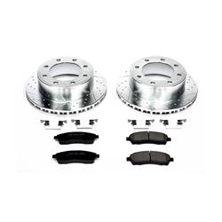 Pads and Rotors, Evolution Sport, Cross-Drilled/Slotted Surface, Iron, Zinc Plated, 12.840 in. Diameter, Z23 Carbon Fiber Ceramic Pads, Kit