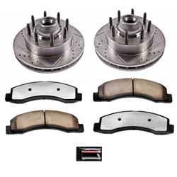 Brake Rotors/Pads, Cross-Drilled/Slotted, Iron, Carbon Ceramic Pads, Natural Finish, Front, Ford, Kit