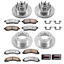 Brake Rotors/Pads, Drilled/Slotted, Iron, Natural Finish, Carbon Ceramic Pads, Front/Rear, Ford, Kit