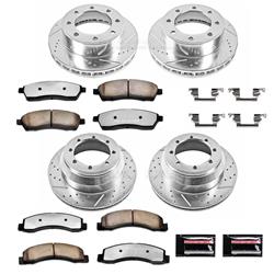 Brake Rotors/Pads, Drilled/Slotted, Iron, Zinc Dichromate Plated, Front/Rear, Ford, Kit