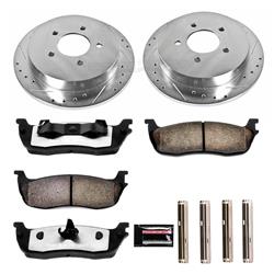 Brake Rotors/Pads, Drilled/Slotted, Iron, Zinc Dichromate Plated, Rear, Ford, Lincoln, Kit