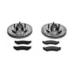 Brake Rotors/Pads, Cross-Drilled/Slotted, Iron, Natural Finish, Front, Ford, Lincoln, Kit