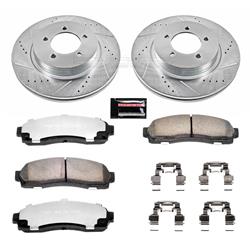 Brake Rotors/Pads, Truck and Tow, Drilled/Slotted, Iron, Zinc Plated, Front, Ford, Mercury, Kit