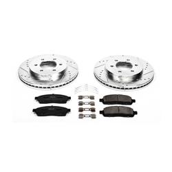 Brake Rotors/Pads, Cross-Drilled/Slotted, Iron, Zinc Dichromate Plated, Front, 4WD, Ford, Lincoln, Kit