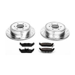 Brake Rotors/Pads, 13.7 in. Rotors, Cross-Drilled/Slotted, Iron, Zinc Dichromate Plated, Kit