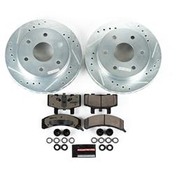 Brake Rotors/Pads, Cross-Drilled/Slotted, Iron, Zinc Dichromate Plated, Front, Chevy, GMC, Kit