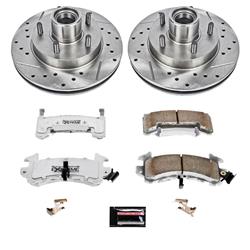 Brake Rotors/Pads, Drilled/Slotted, Iron, Natural Finish, Front, Chevy, GMC, Isuzu, Kit