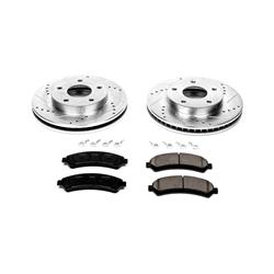 Brake Rotors/Pads, Drilled/Slotted, Iron, Zinc Plated, Ceramic Pads, Front, Chevy, GMC, Oldsmobile, Kit