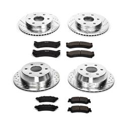 Brake Rotors/Pads, Cross-Drilled/Slotted, Iron, Zinc Dichromate Plated, Ceramic Pads, Chevy, GMC, Kit