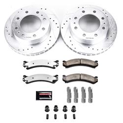 Brake Rotors/Pads, Drilled/Slotted, Iron, Zinc Plated, Front, Cadillac, Chevy, GMC, Hummer, Kit