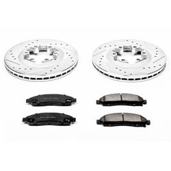 Brake Rotors/Pads, Cross-Drilled/Slotted, Iron, Zinc Dichromate Plated, Front, Chevy, GMC, Isuzu, Kit