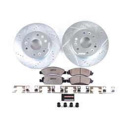 Brake Rotors/Pads, Drilled/Slotted, Iron, Zinc Dichromate Plated, Front, Cadillac, Chevy, GMC, Kit