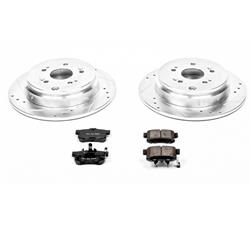 Brake Rotors/Pads, Cross-Drilled/Slotted, Iron, Zinc Dichromate Plated, Rear, for use on Honda®, Kit