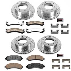 Brake Rotors and Carbon Ceramic Pads, Truck and Towing, Drilled/Slotted, Front/Rear, Chevy, GMC, Kit