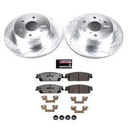 Brake Rotors/Pads, Truck and Tow, Drilled/Slotted, Iron, Zinc Plated, Rear, Cadillac, Chevy, GMC, Kit