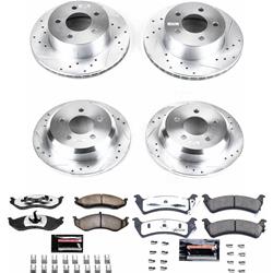 Pads and Rotors, Truck and Tow, Cross-Drilled/Slotted Surface, Iron, Zinc Plated, 11.220 in./10.618 in. Diameter, Z36 Carbon Fiber Ceramic Pads, Kit