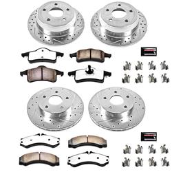 Brake Rotors/Pads, Truck and Tow, Drilled/Slotted, Iron, Zinc Plated, Front/Rear, Jeep, Kit