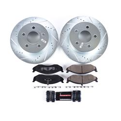 Pads and Rotors, Evolution Sport, Cross-Drilled/Slotted Surface, Iron, Zinc Plated, 11.020 in. Diameter, Z23 Carbon Fiber Ceramic Pads, Kit