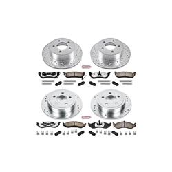 Brake Rotors/Pads, Drilled/Slotted, Iron, Zinc Dichromate Plated, Front/Rear, Jeep, Kit