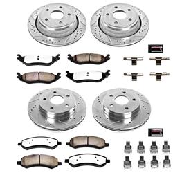 Brake Rotors/Pads, Drilled/Slotted, Iron, Zinc Dichromate Plated, Front/Rear, Chrysler, Dodge, Ram, Kit