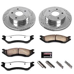 Brake Rotors/Pads, Truck and Tow, Drilled/Slotted, Iron, Zinc Plated, Front, Dodge, Kit