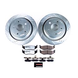 Brake Rotors/Pads, Drilled/Slotted, Iron, Zinc Plated, Carbon Ceramic Pads, Rear, Chrysler, Dodge, Ram, Kit