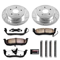 Brake Rotors/Pads, Truck and Tow, Drilled/Slotted, Iron, Zinc Plated, Rear, Jeep, Kit